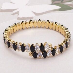 Black & White CZ Gold Wrap Bracelet